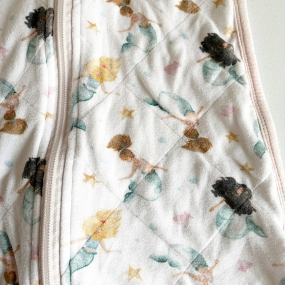 Dreamland Baby Girls Mermaid Print Quilted Bamboo Sleep Sack Size 6-12M